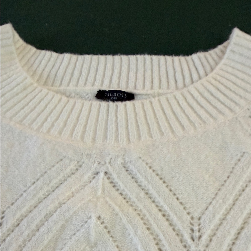 Talbots Cream Textured Sweatshirt. CAJA. #3 - Picture 5 of 10